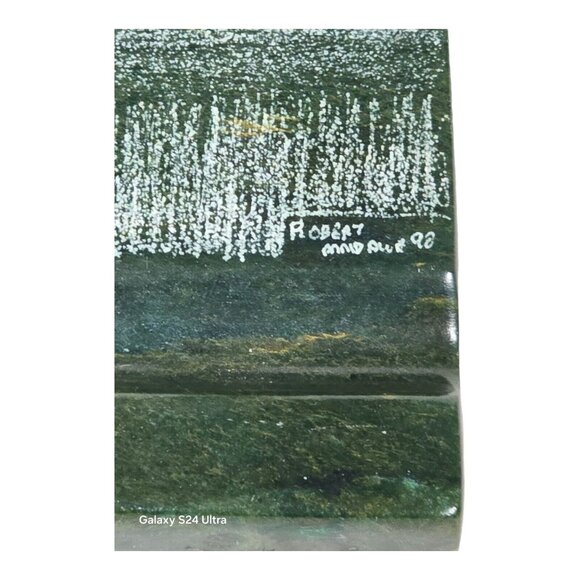 Vtg Signed African Verdite Stone Elephant Hand Crafted Etched Desk Pen Holder - Picture 5 of 11